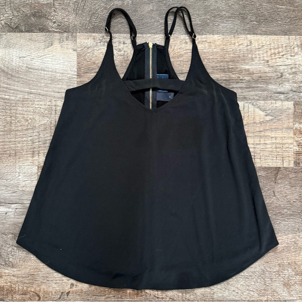 Daytrip Buckle Black Tank Dressy Zippered Back V Neck XS Adjustable Straps